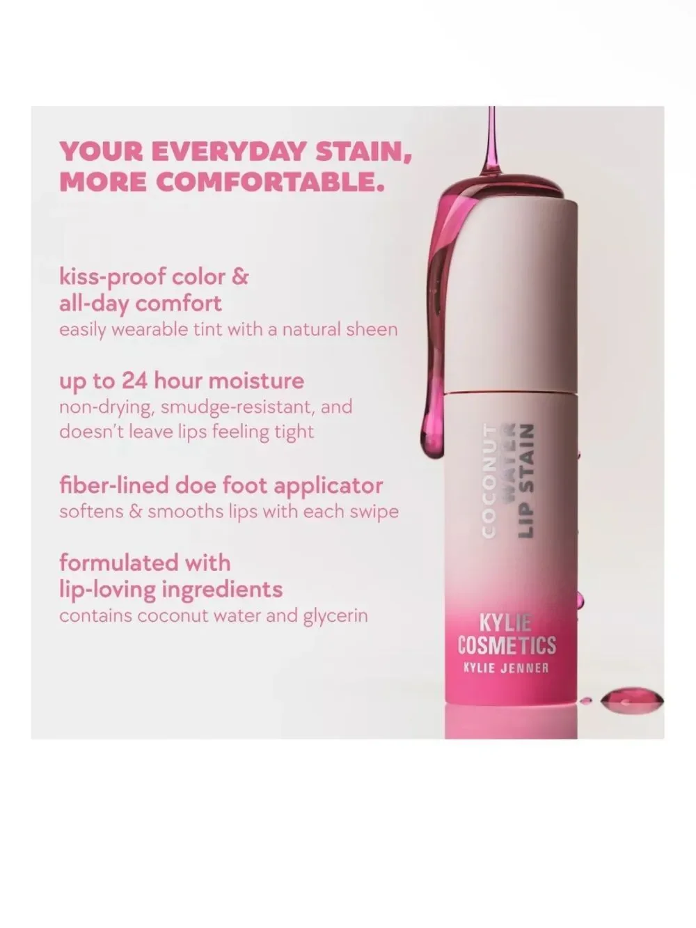 KYLIE COSMETICS Coconut Water Lip Stain Color Cherry Burst warm red
